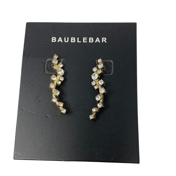 Baublebar Climber Earrings Gold Tone Metal Rhinestones NEW - Picture 1 of 3